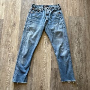 Reformation X Levi's Vintage Reworked Denim Mid Rise Straight Leg Jeans Size 24